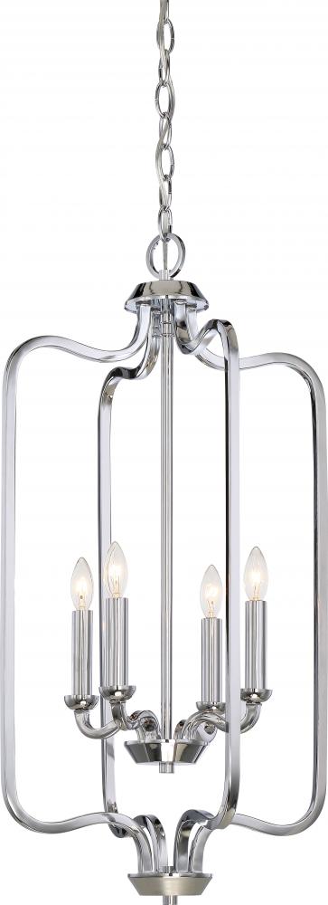 Willow - 4 Light Caged Pendant - Polished Nickel Finish