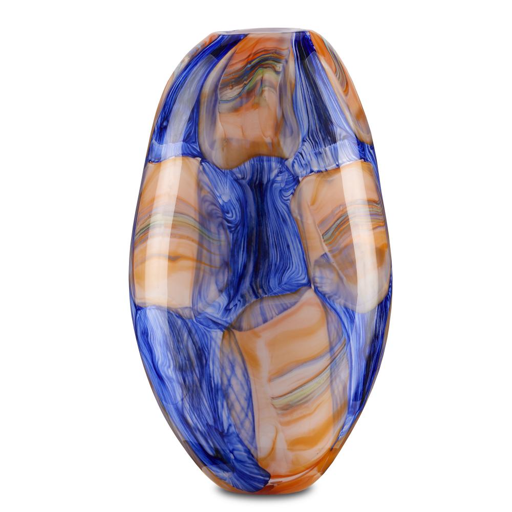 Negroli Blue & Orange Glass Vase