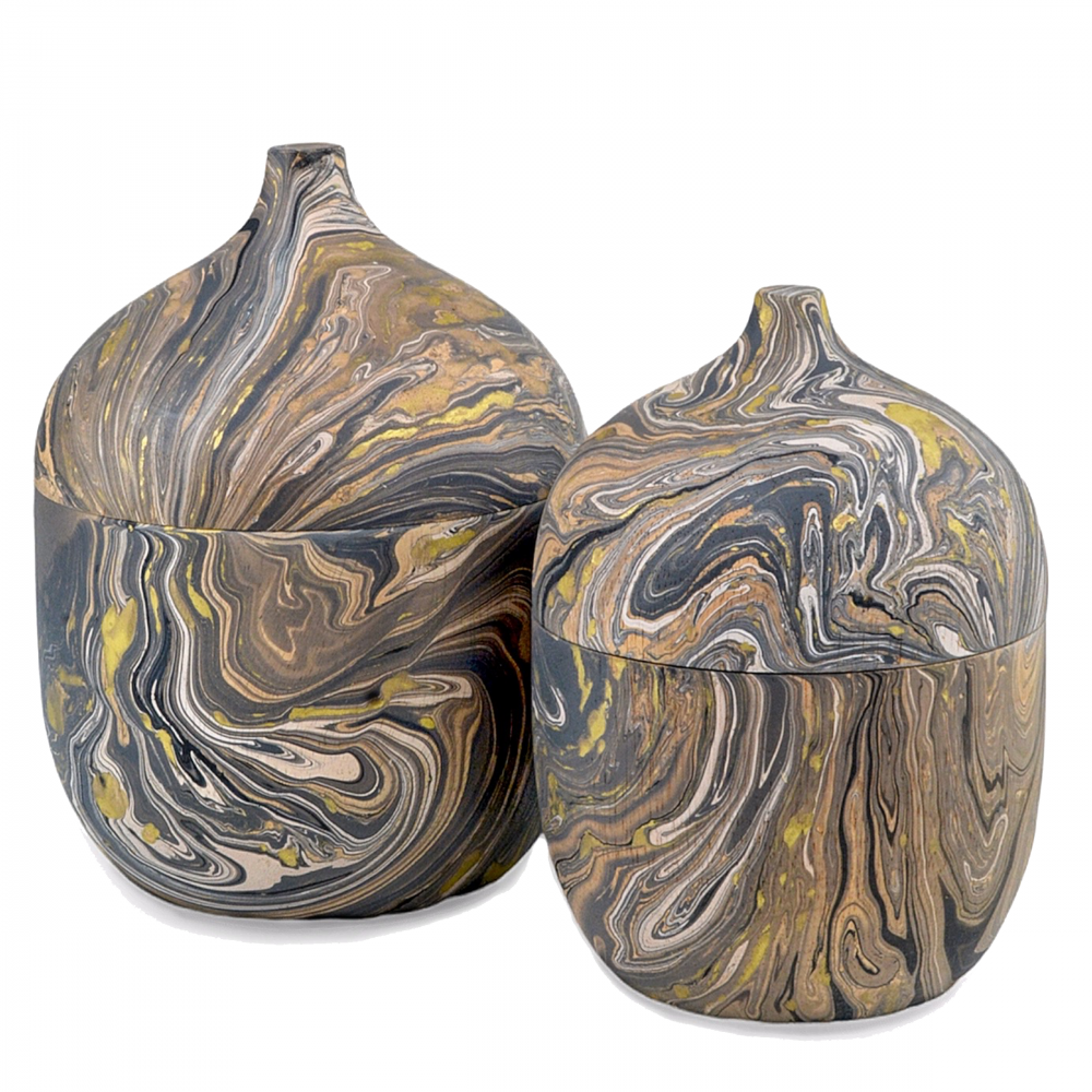 Brown Marbleized Box Set of 2