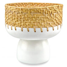 Currey 1200-0727 - Kyoto Rattan & White Footed Bowl