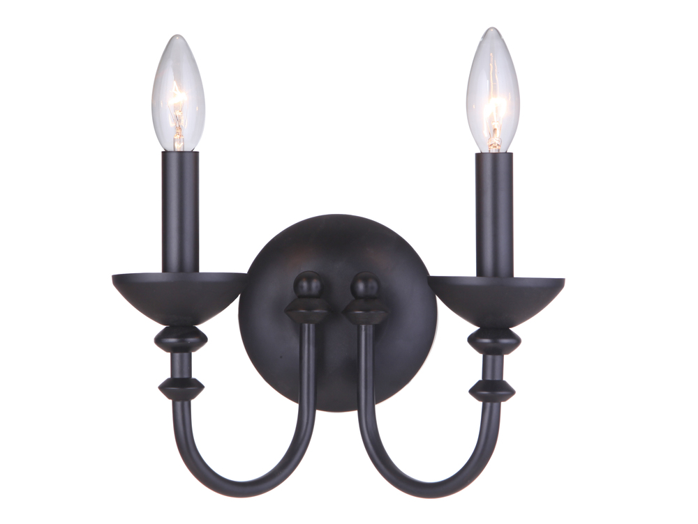 Marlowe 2 Light Wall Sconce in Flat Black