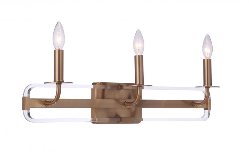 Graclyn 3 Light Vanity in Satin Brass