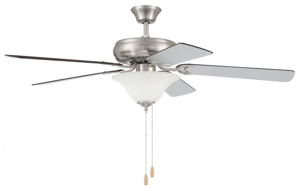 52" Decorator's Choice 2 Light in Brushed Polished Nickel w/ Brushed Nickel/Walnut Blades