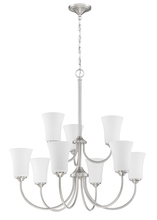 Craftmade 50429-BNK-WG - Gwyneth 9 Light Chandelier in Brushed Polished Nickel (White Glass)