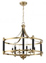 Craftmade 54896-FBSB - Stanza 6 Light Pendant in Flat Black/Satin Brass